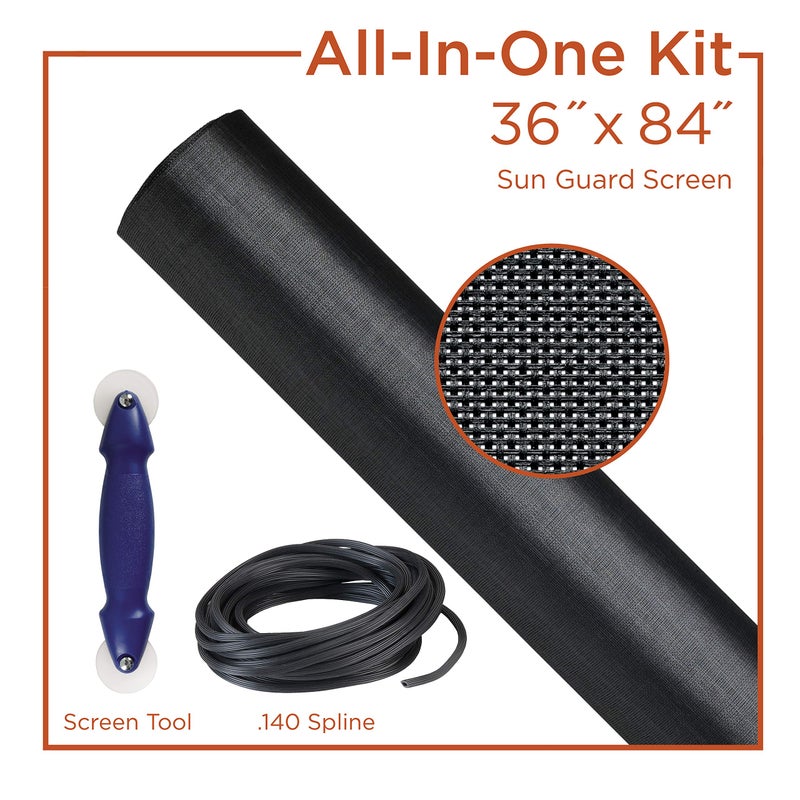 ADFORS Saint-Gobain ADFORS Charcoal Sun Guard Screen Repair Kit, 36 Inches x 84 Inches - Blocks up to 75% of the Sunâ€™s Rays, DIY Window & Door Mesh Repair, Durable, Comes with Spline Tool & Spline - Image 5